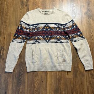 Dravus Men's Sweater Fair Isle Pattern Front Pocket Crew Neck Size Medium